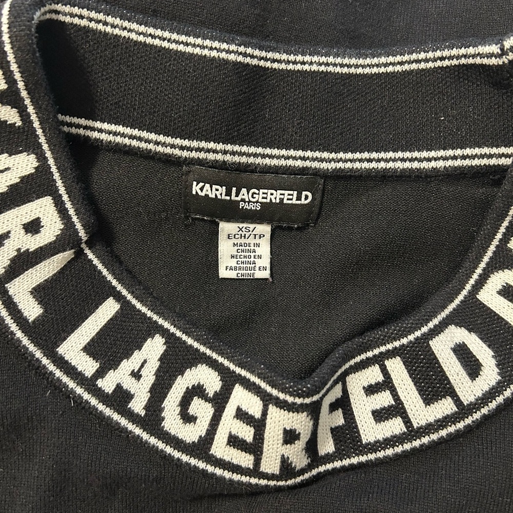 Karl Lagerfeld Black Long Sleeve Sweater with Logo Collar - Picture 5 of 5
